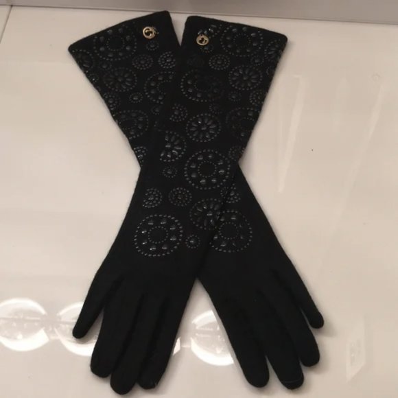 Black Embellished Opera Length Gloves - Picture 1 of 6